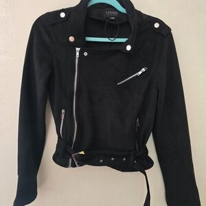 Stoosh Black Leather Moto Jacket